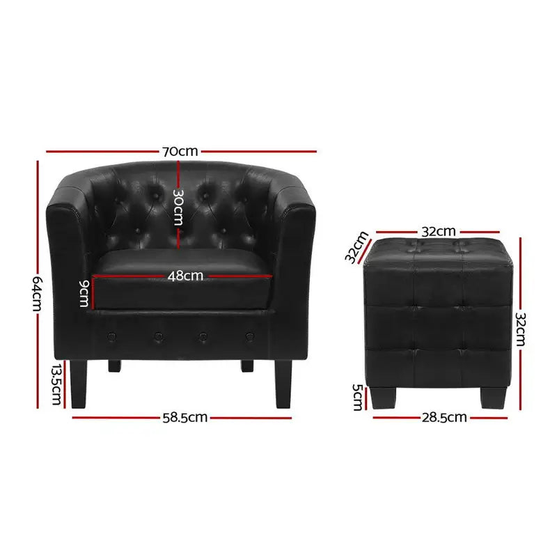TUFFED Armchair Set with Ottoman